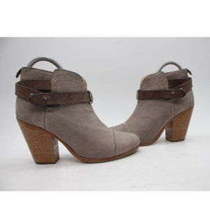 Rag & Bone Women's Size 37 Harrow Boots Gray Leather Ankle Booties Casual Bootie